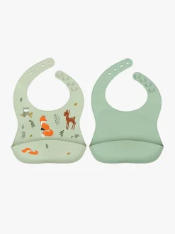 Spisetid|ALittleLovelyCompany A Little Lovely Company Silikonehagesmæk 2-pak, Skovens Venner Grøn