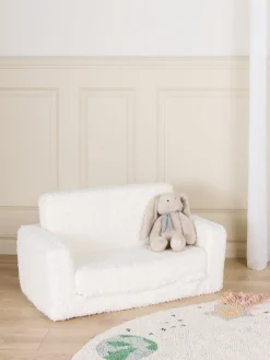 Børn AliceFox Børnemøbler-Alice & Fox Cubbie Foldbar Sofa 94x55cm, White Teddy