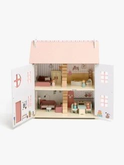 AliceFox Dukker & Bamser-Alice & Fox Dukkehus med Møbel & 4 Dukker, Pink