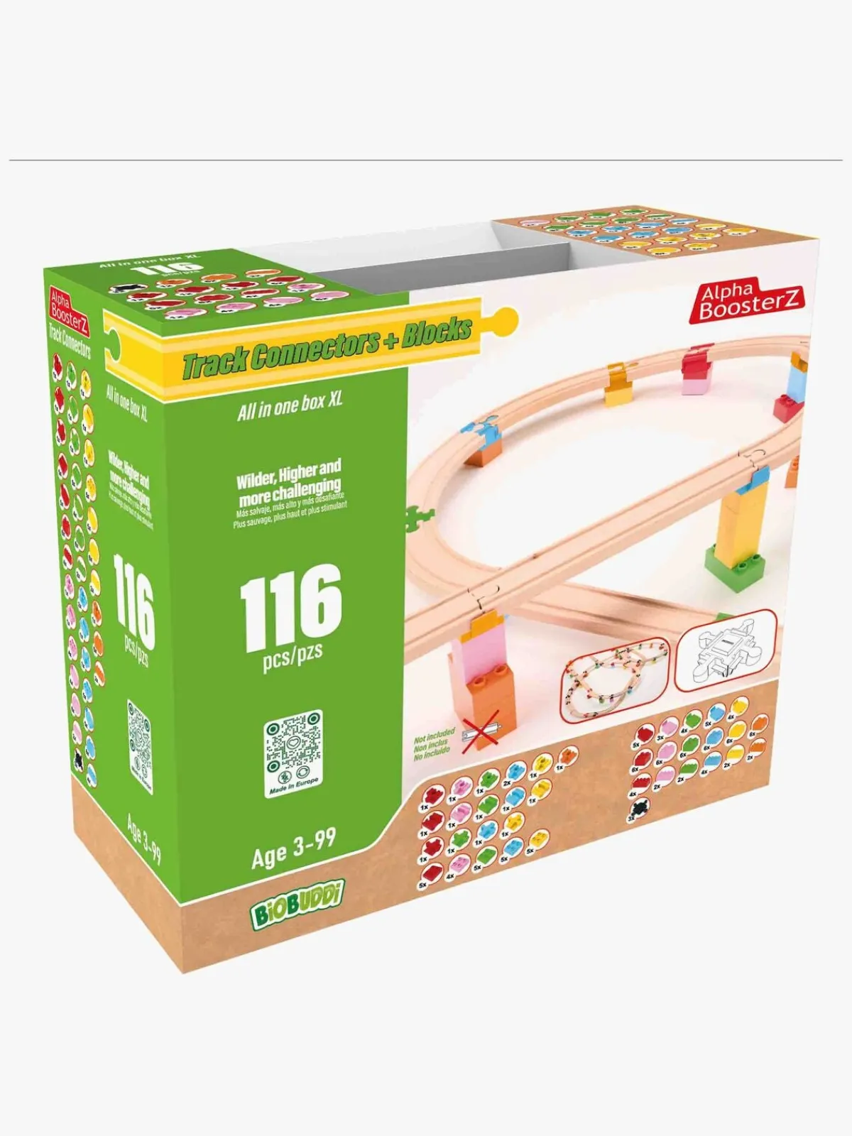 AlphaBoosterZ Togbaner & Legeborde-Alpha BoosterZ Track Connectors All In One Block Box XL Byggesæt 116 Dele
