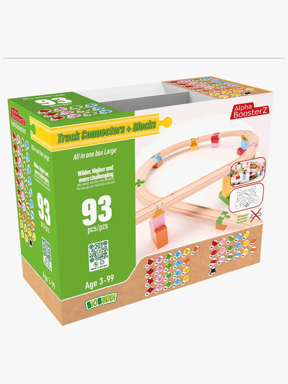 Togbaner & Legeborde|AlphaBoosterZ Alpha BoosterZ Track Connectors All In One Block Box Large Byggesæt 93 Dele