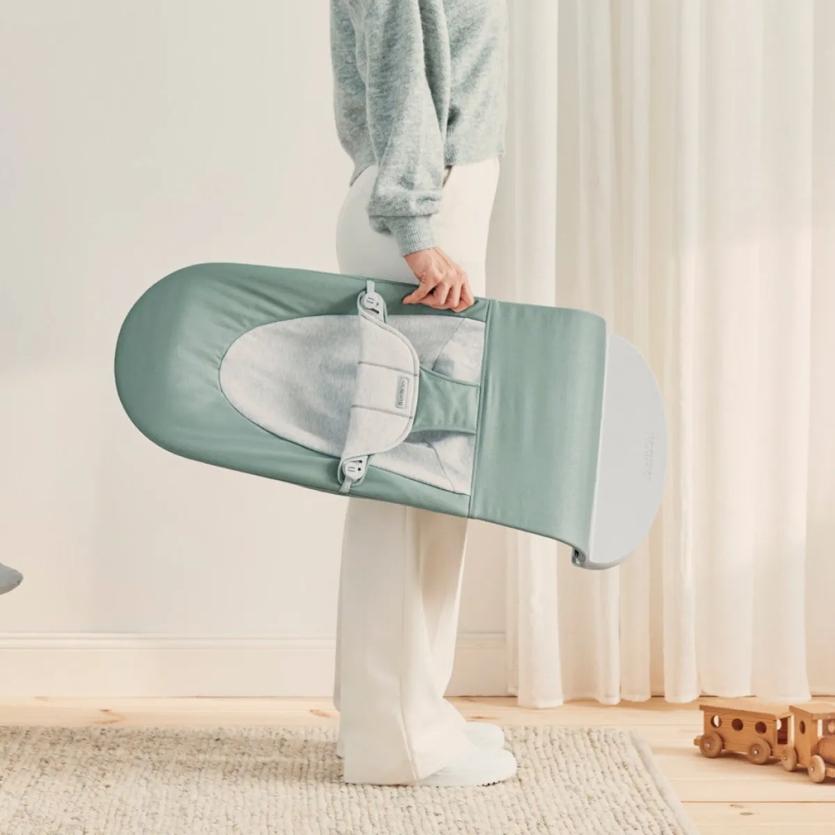 BABYBJORN Skråstole & Babygynger-BabyBjörn Balance Soft Skråstol Woven Jersey, Grøn/Grå
