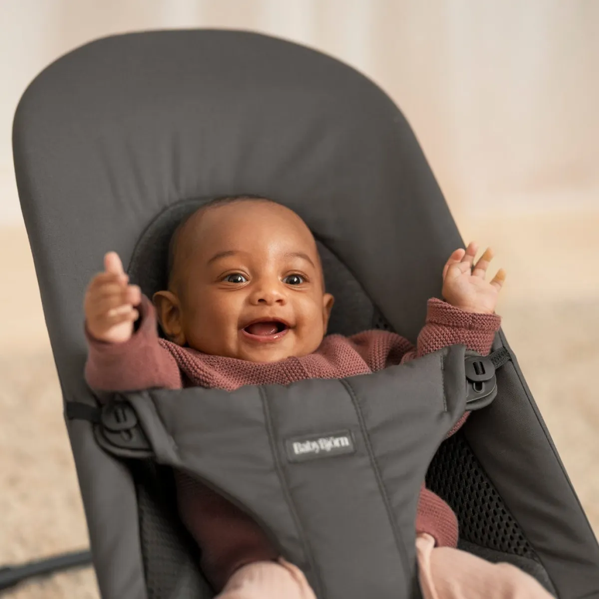 BABYBJORN BabyBjörn Balance Soft Skråstol Woven/Jersey, Mørkegrå