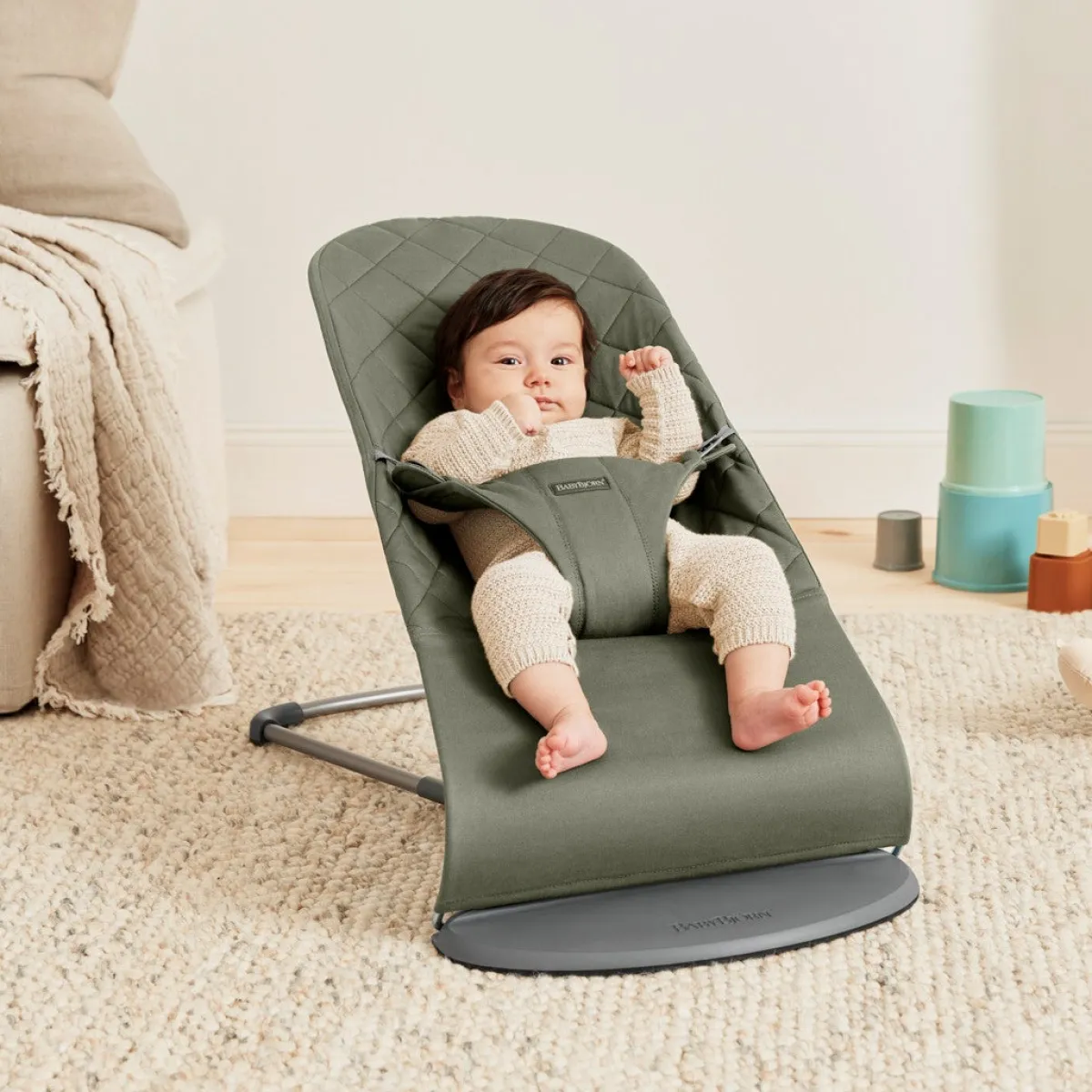 BABYBJORN BabyBjörn Bliss Skråstol Woven Classic Quilt, Mørkegrøn