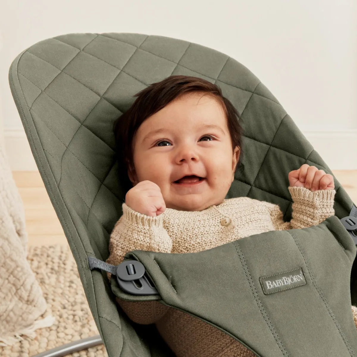 BABYBJORN BabyBjörn Bliss Skråstol Woven Classic Quilt, Mørkegrøn