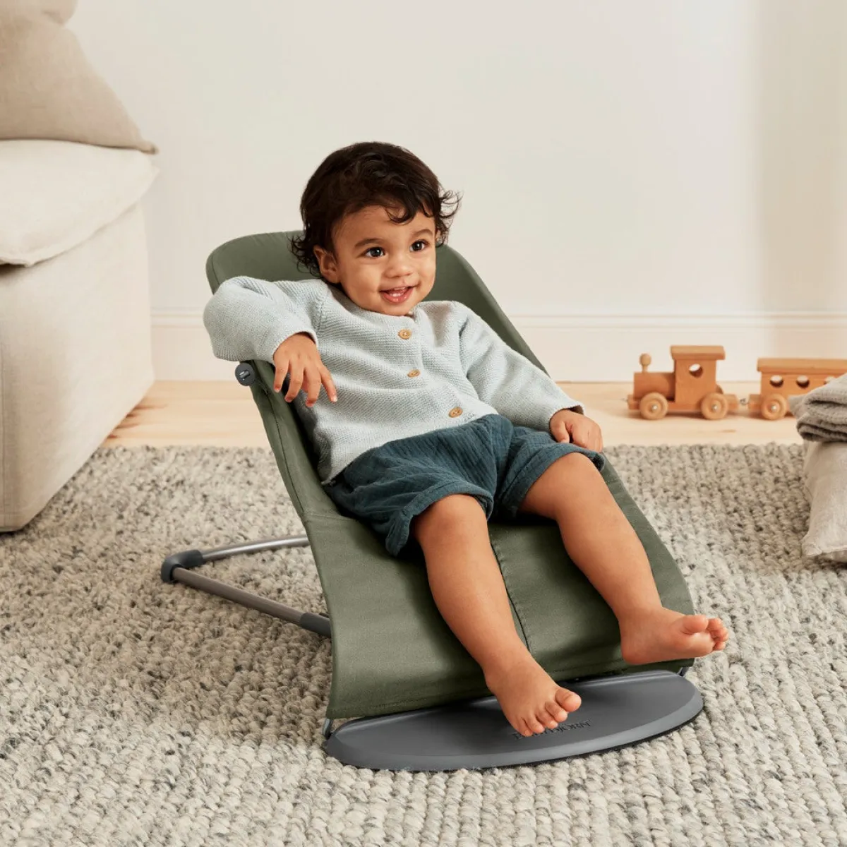 BABYBJORN BabyBjörn Bliss Skråstol Woven Classic Quilt, Mørkegrøn