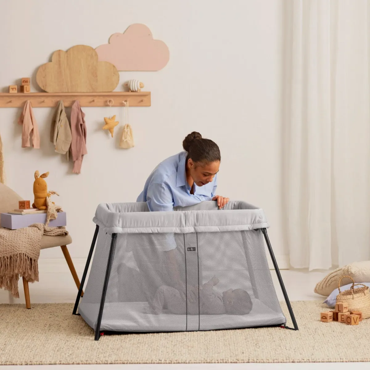 Børn BABYBJORN Børnesenge & Tilbehør-BabyBjörn Light Weekendseng, Silver