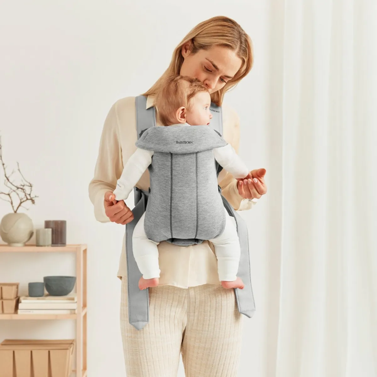 BABYBJORN BabyBjörn Mini Bæresele 3D Jersey, Light grey