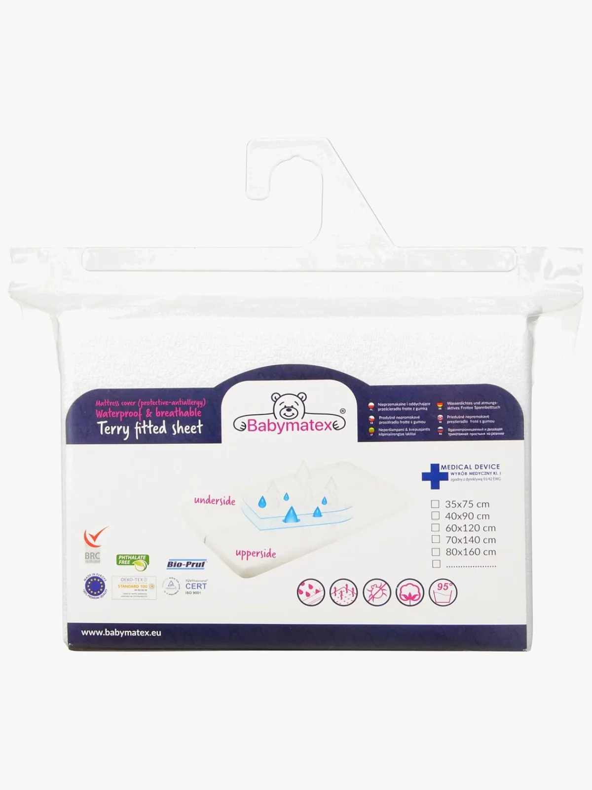 Børn BabyMatex Sengetøj-Premium Frotté Stræklagen til Tremmeseng 60 x 120 cm, Hvid