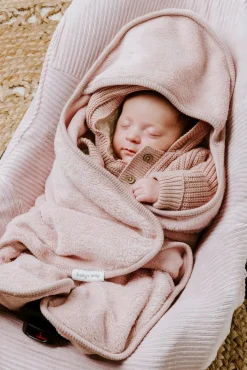 Børn BabysOnly Interiør-Baby's Only Hooded Baby Tæppe med Fødder Cozy, Old Pink