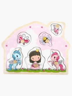 BarboToys Barbo Toys Knoppuslespil Prinsesse & Enhjørning i Træ Lillie & Ellie 6 Brikker