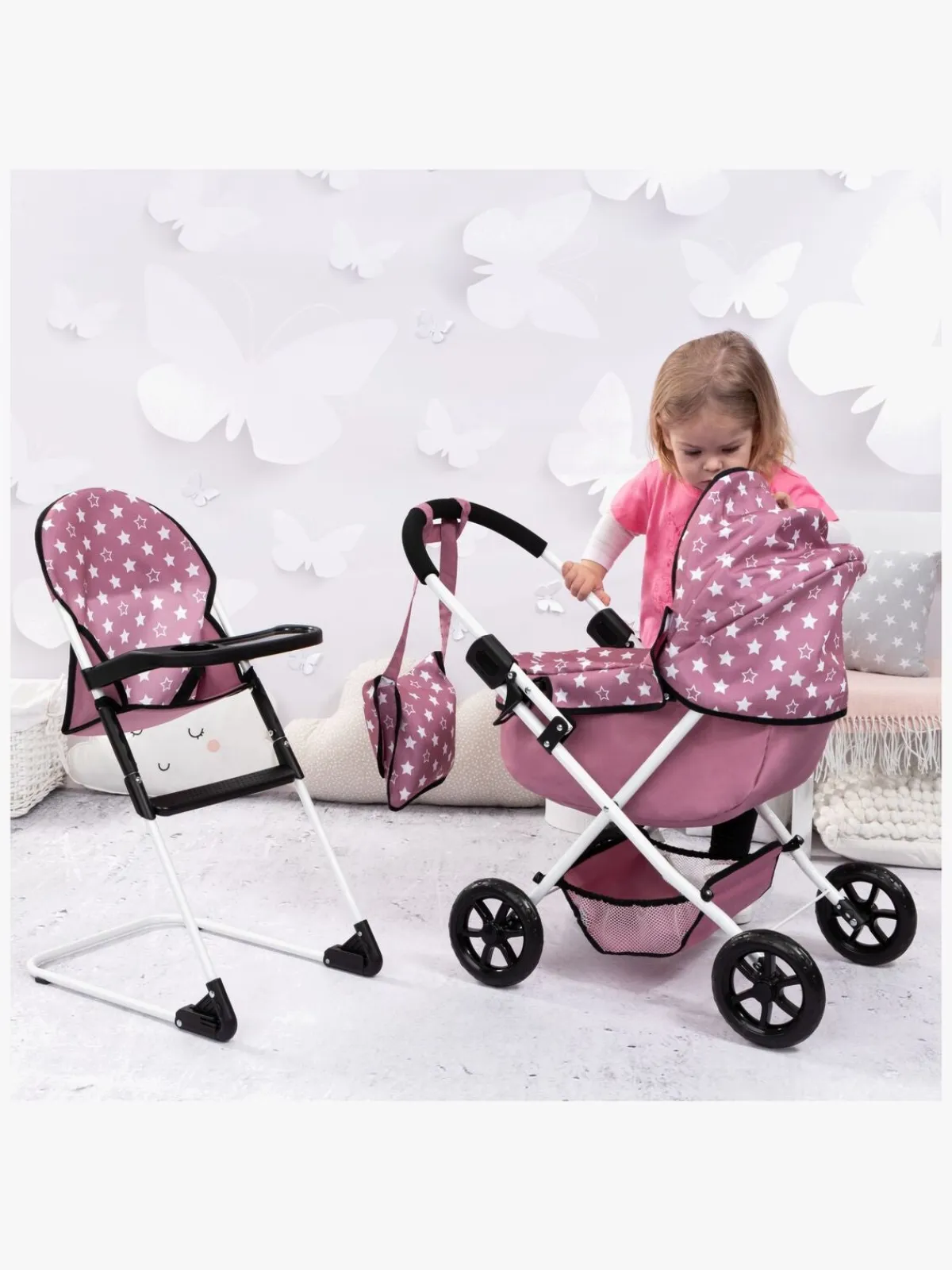 BayerDesign Dukker & Bamser-Bayer Design Cosy Sæt Dukkevogn, Pink