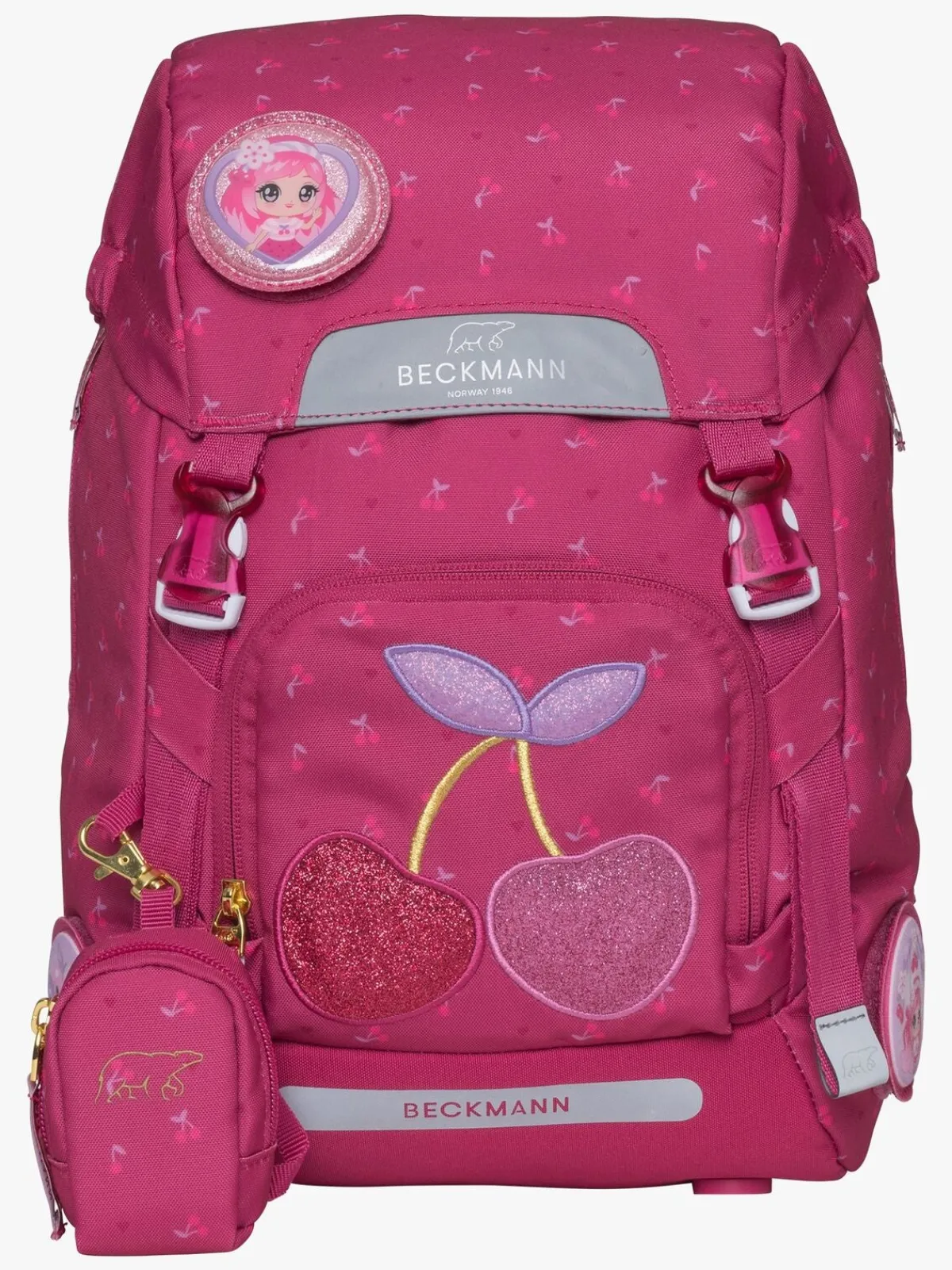 Børn Beckmann Classic Taskesæt 22L inkl. Flaske og Madkasse, Cherry