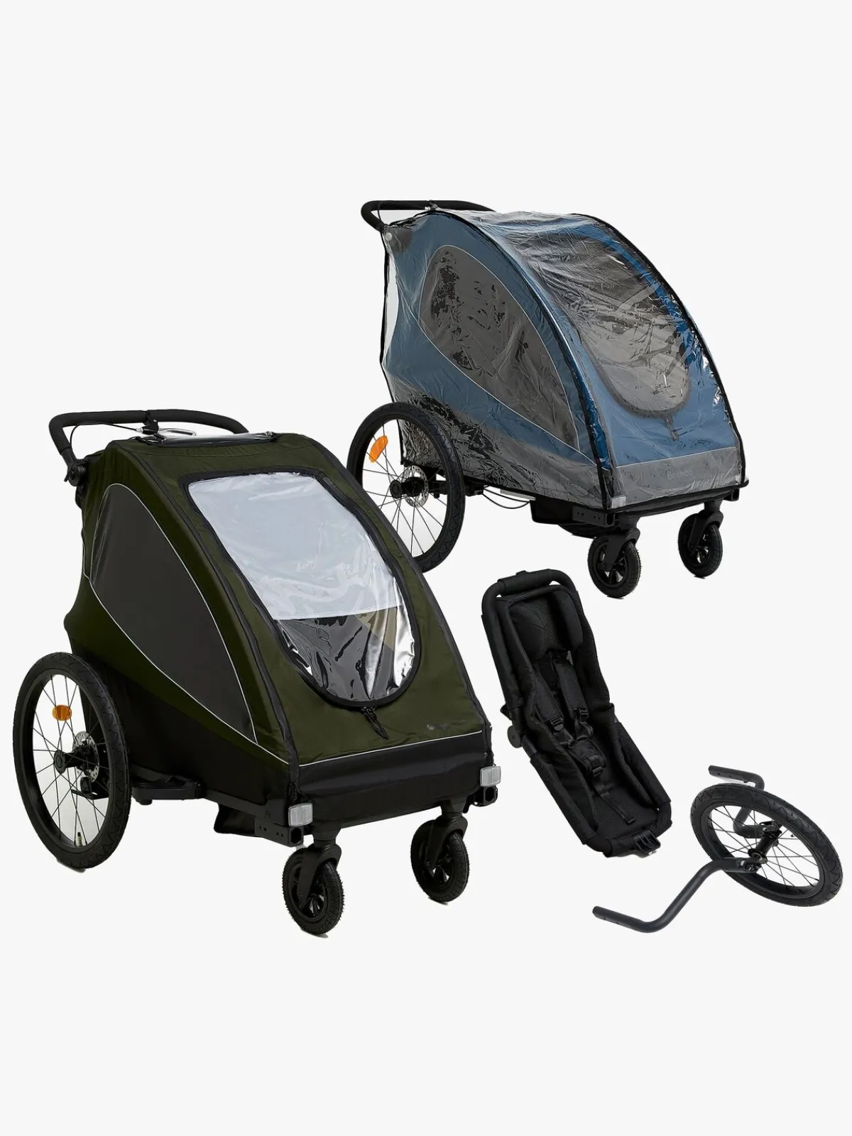 Beemoo Activity Sport Cykelanhænger inkl. Newborn Set, Løbesæt & Regnslag, Green