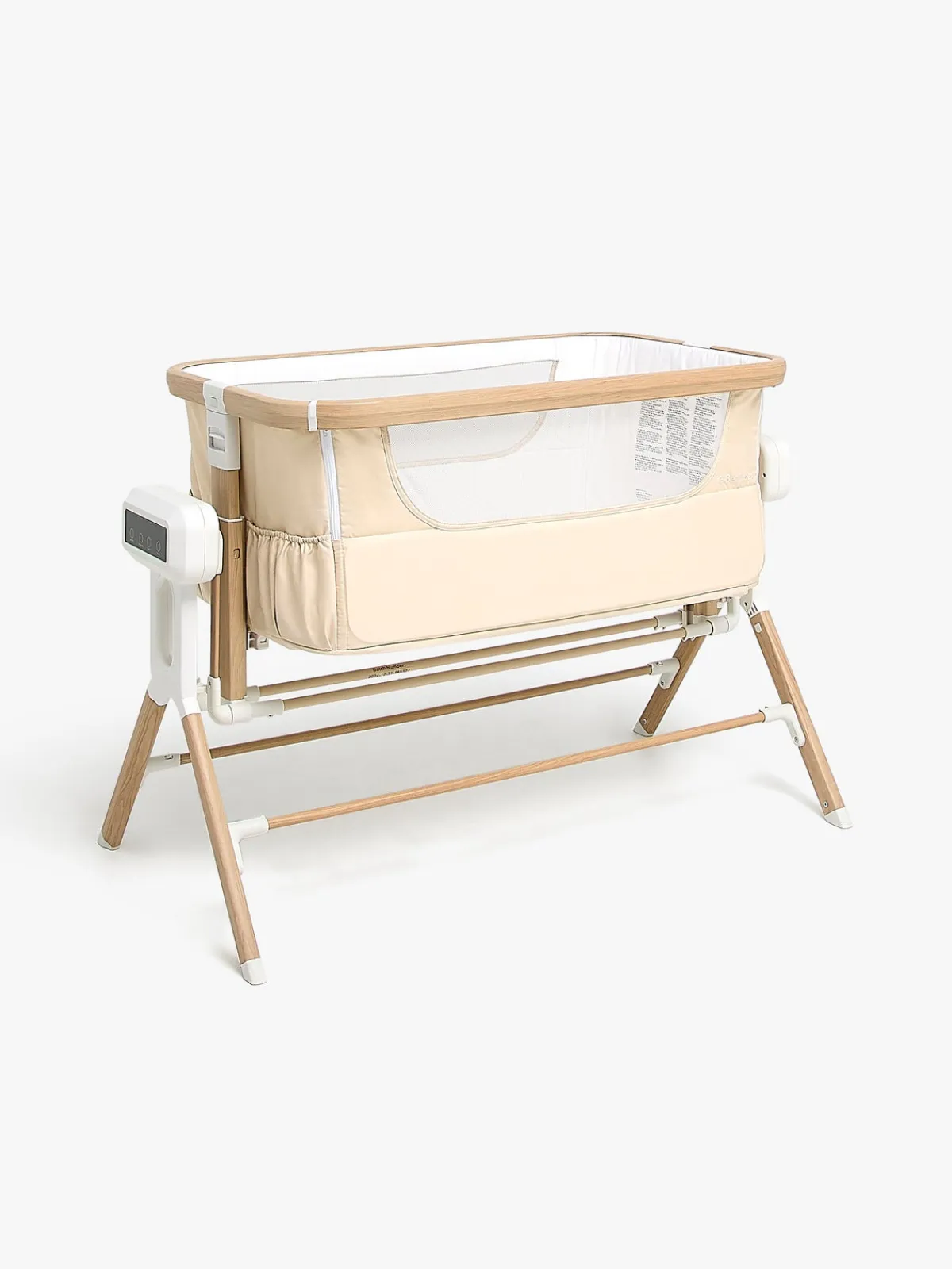 Børnesenge & Tilbehør|Beemoo CARE AutoMotion Bedside Crib, Beige/Wood