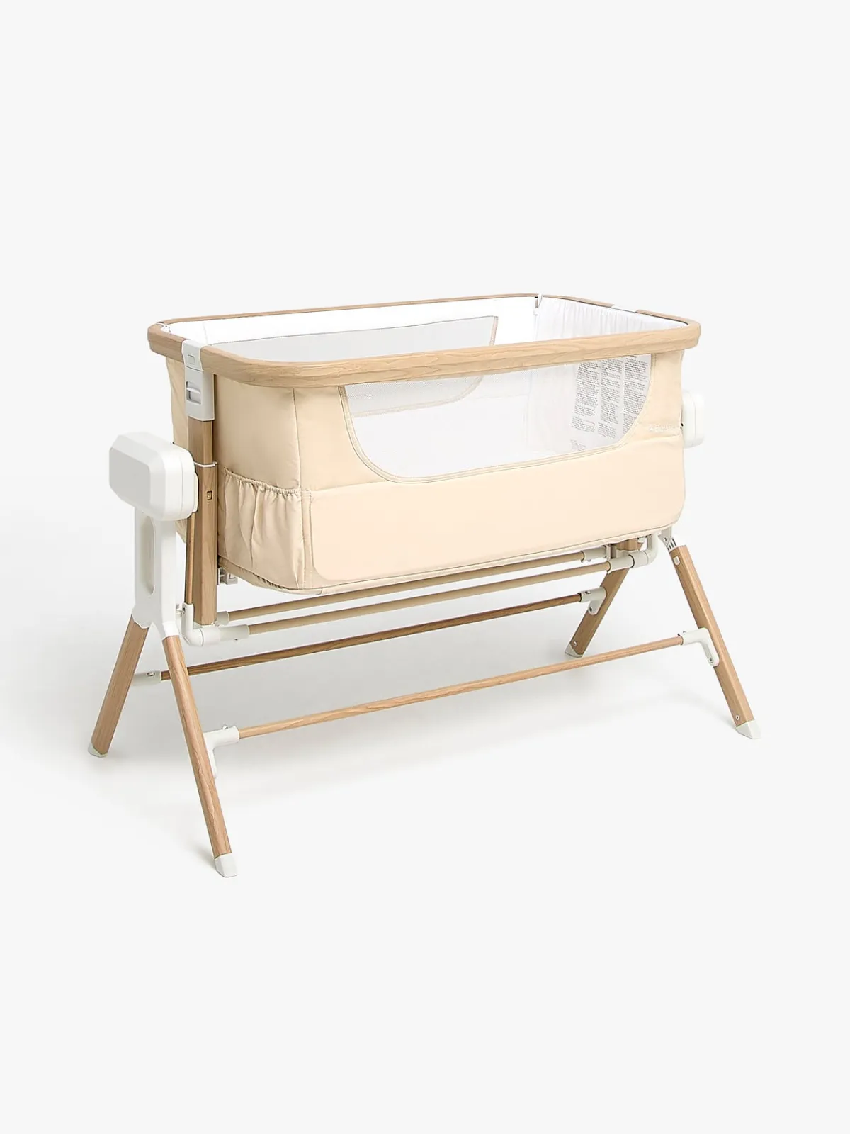 Børnesenge & Tilbehør|Beemoo CARE AutoMotion Bedside Crib, Beige/Wood