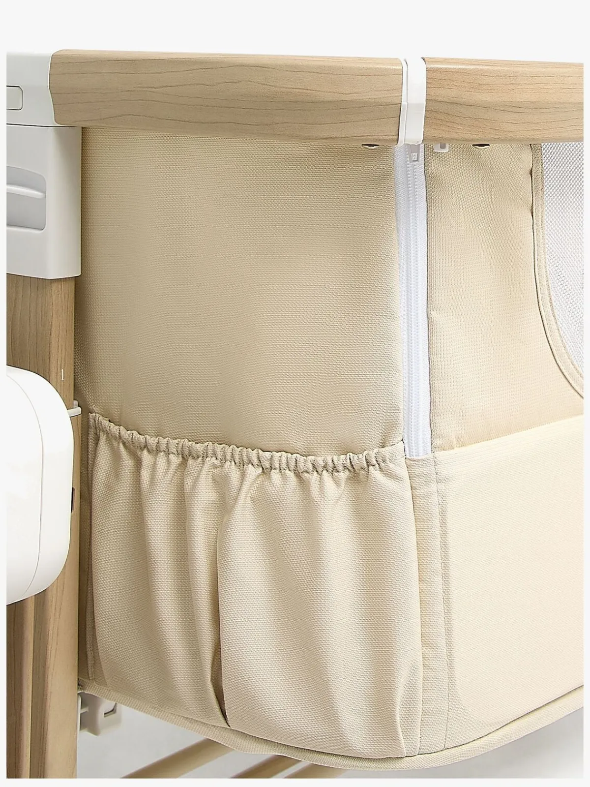 Børnesenge & Tilbehør|Beemoo CARE AutoMotion Bedside Crib, Beige/Wood