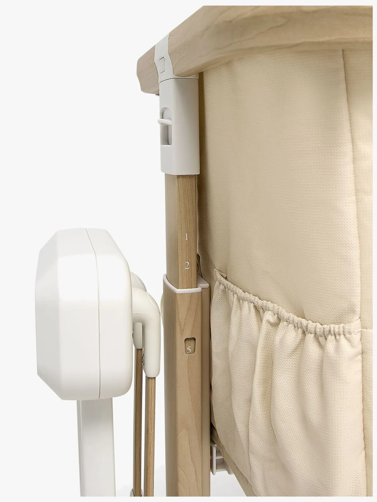 Børnesenge & Tilbehør|Beemoo CARE AutoMotion Bedside Crib, Beige/Wood