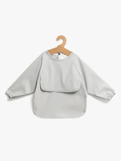 Spisetid|Beemoo CARE Bib Langærmet Hagesmæk, Light Grey Grå