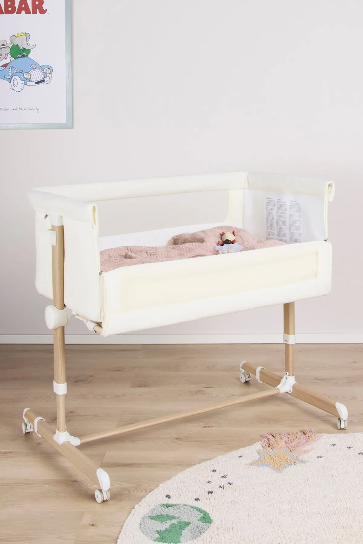 Børn Beemoo Børnesenge & Tilbehør-CARE Calm Bedside Crib, Nature/White