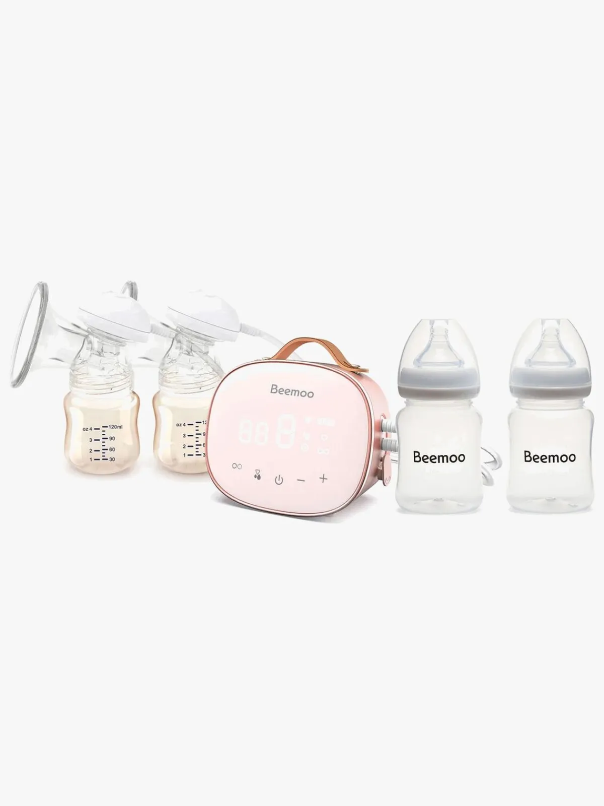 Beemoo Amning-CARE Duo Elektrisk Dobbelt Brystpumpe inkl. Modermælksflaske 180 ml 2-pak