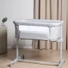 Børn Beemoo CARE 2-i-1 Bedside Crib & Kravlegård, Light Grey