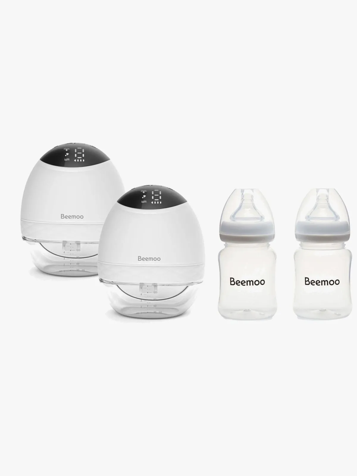 Beemoo CARE Wearable LED Elektrisk Brystpumpe Dobbelt inkl. Flasker 180 ml 2-pak