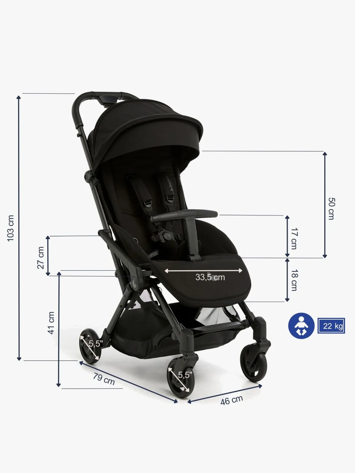 Beemoo Rejseklapvogne-Easy Fly Lux 4 Klapvogn, Jet Black