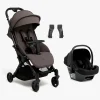 Beemoo Vognpakker-Easy Fly Lux 4 Klapvogn Inkl. Route i-Size Autostol Baby, Gull Grey/Black Stone