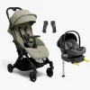 Beemoo Vognpakker-Easy Fly Lux 4 Klapvogn Inkl. Route i-Size Autostol Baby & Base, Spring Green/Mineral Grey