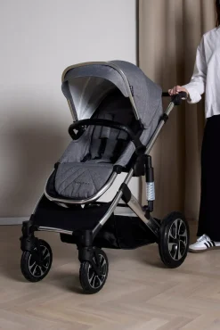 Vognpakker|Beemoo Maxi 4 Duovogn inkl. Route i-Size Autostol Baby & ISOFIX Base, Grey Silver/Mineral Gray
