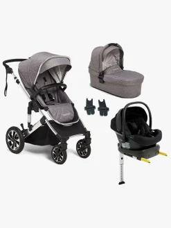 Beemoo Maxi 4 Duovogn inkl. Route i-Size Autostol Baby & ISOFIX Base, Grey Silver/Black Stone