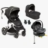 Vognpakker|Beemoo Maxi 4 Duovogn inkl. Route i-Size Autostol Baby & ISOFIX Base, Black Silver/Mineral Gray