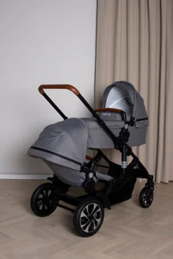 Vognpakker|Beemoo Maxi 4 Twin Søskendevogn inkl. Cybex Aton B2 i-Size Autostol Baby & Base, Grey/Volcano Black