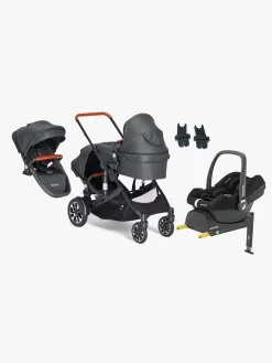 Beemoo Vognpakker-Maxi 4 Twin Søskendevogn inkl.  Ekstra Søskendesæde & Maxi-Cosi CabrioFix i-Size Autostol Baby & Base, Black