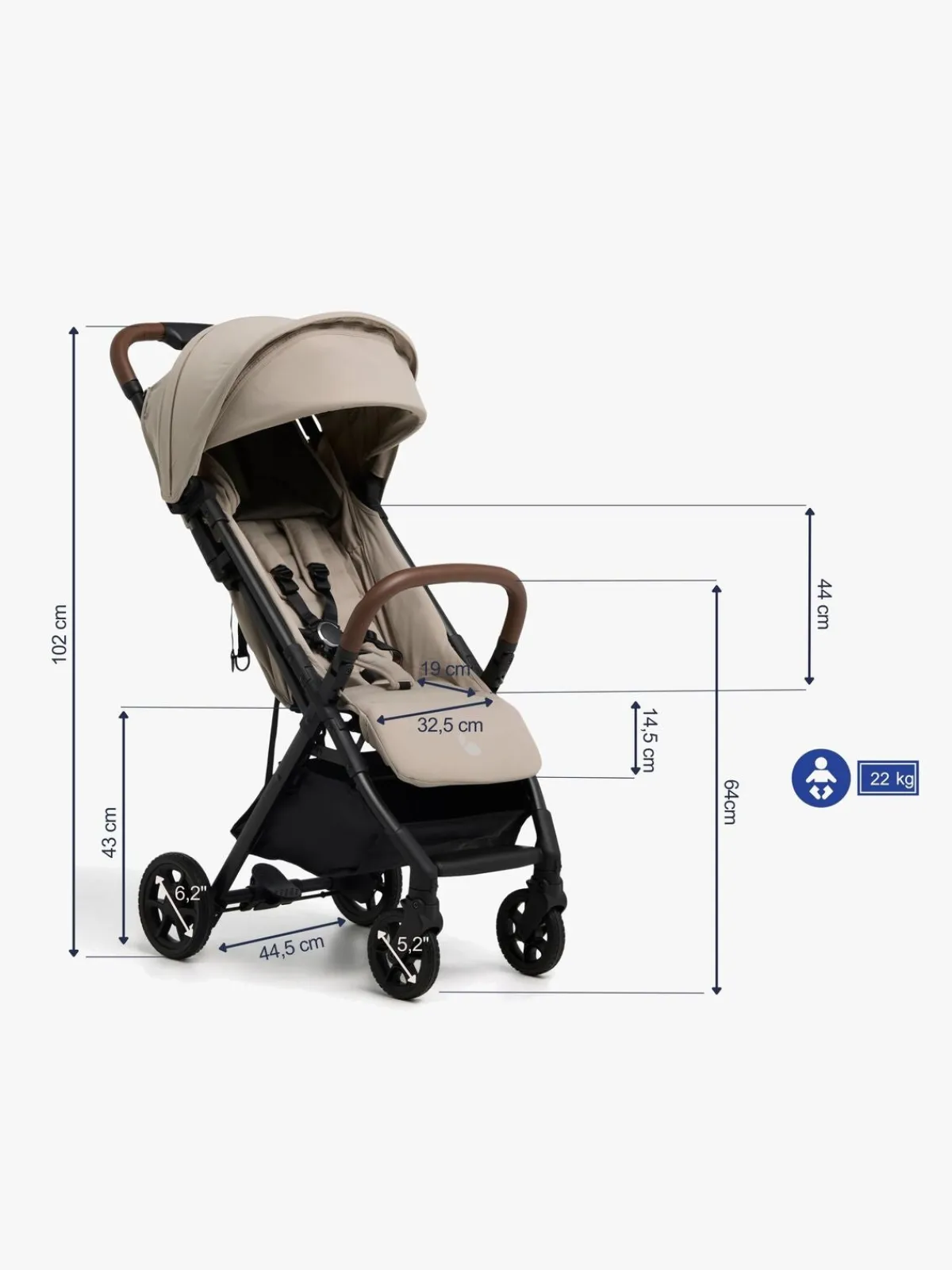 Rejseklapvogne|Beemoo Pro Airway Klapvogn, Latte Beige
