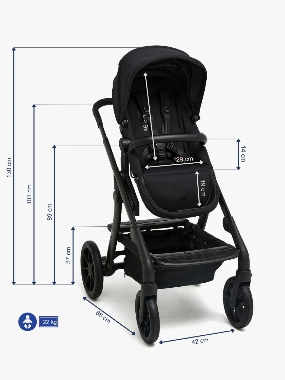 Klapvogne|Beemoo Pro Max Klapvogn, Black Sort