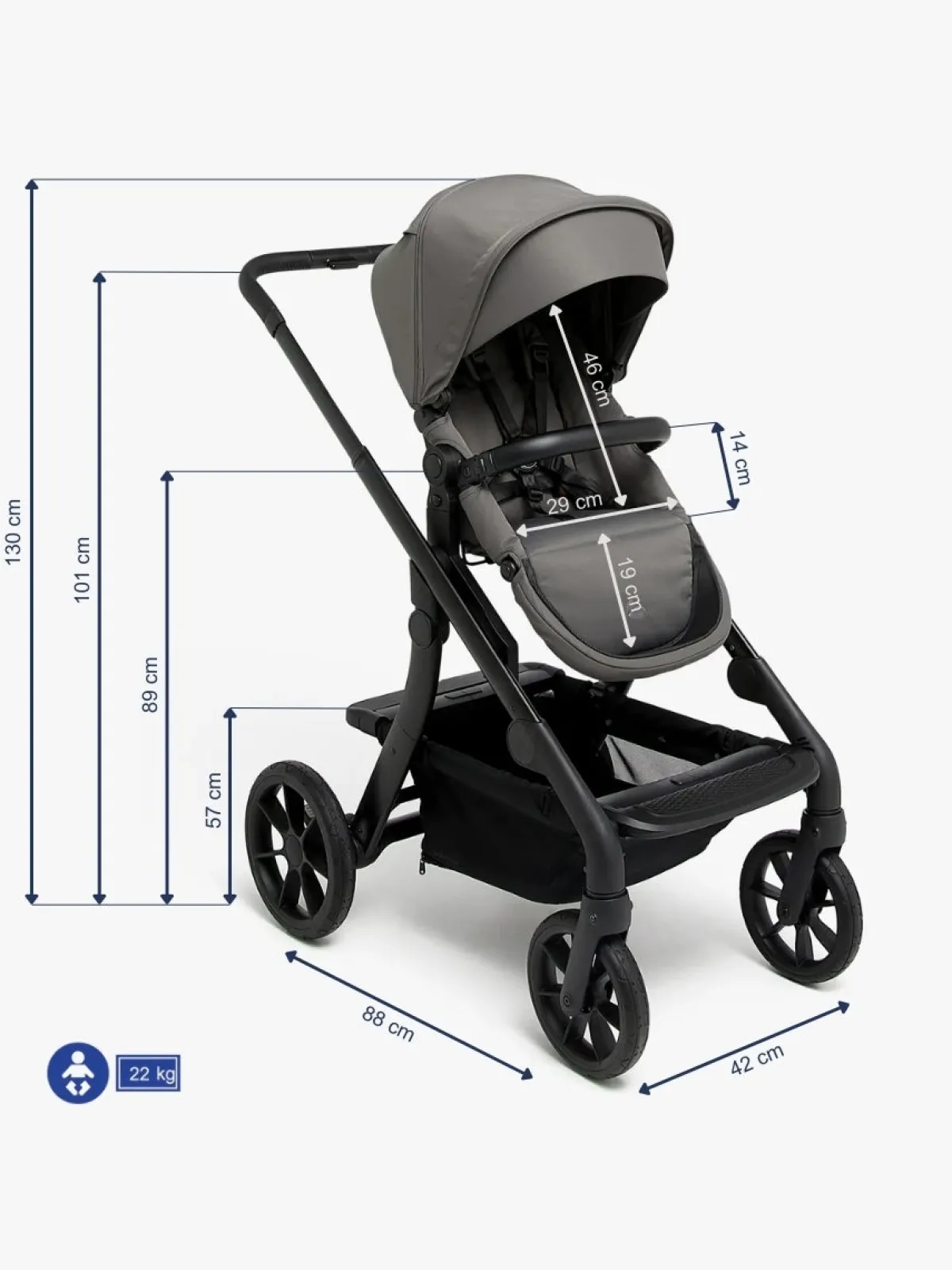 Beemoo Pro Max Klapvogn, Mocha Grey