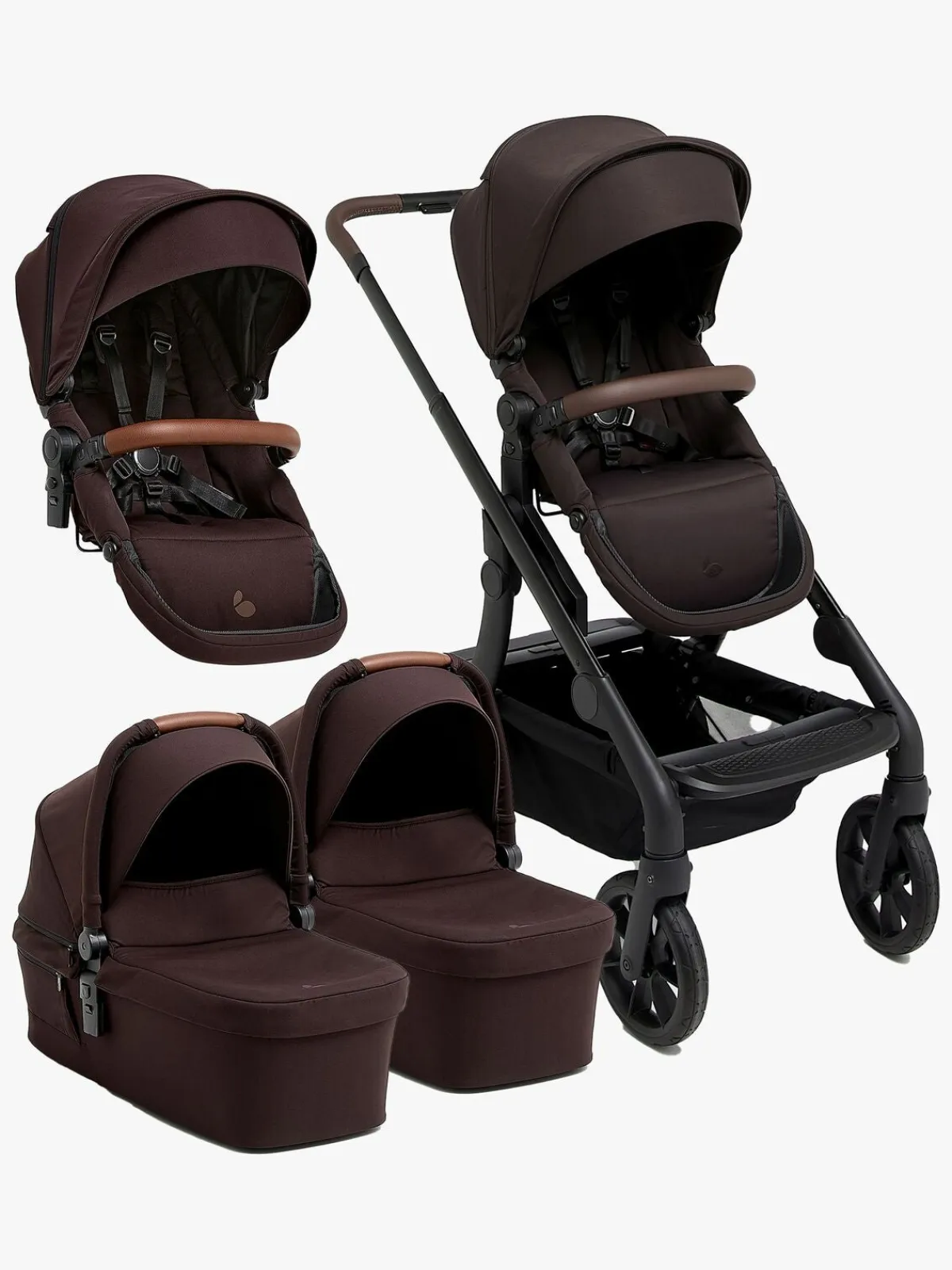 Beemoo Søskendevogne-Pro Max Søskendevogn inkl. Liggedele, Espresso Brown