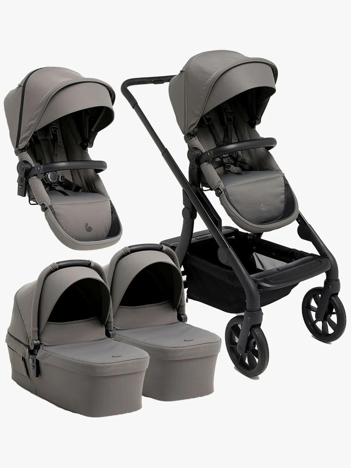 Beemoo Pro Max Søskendevogn inkl. Liggedele, Mocha Grey