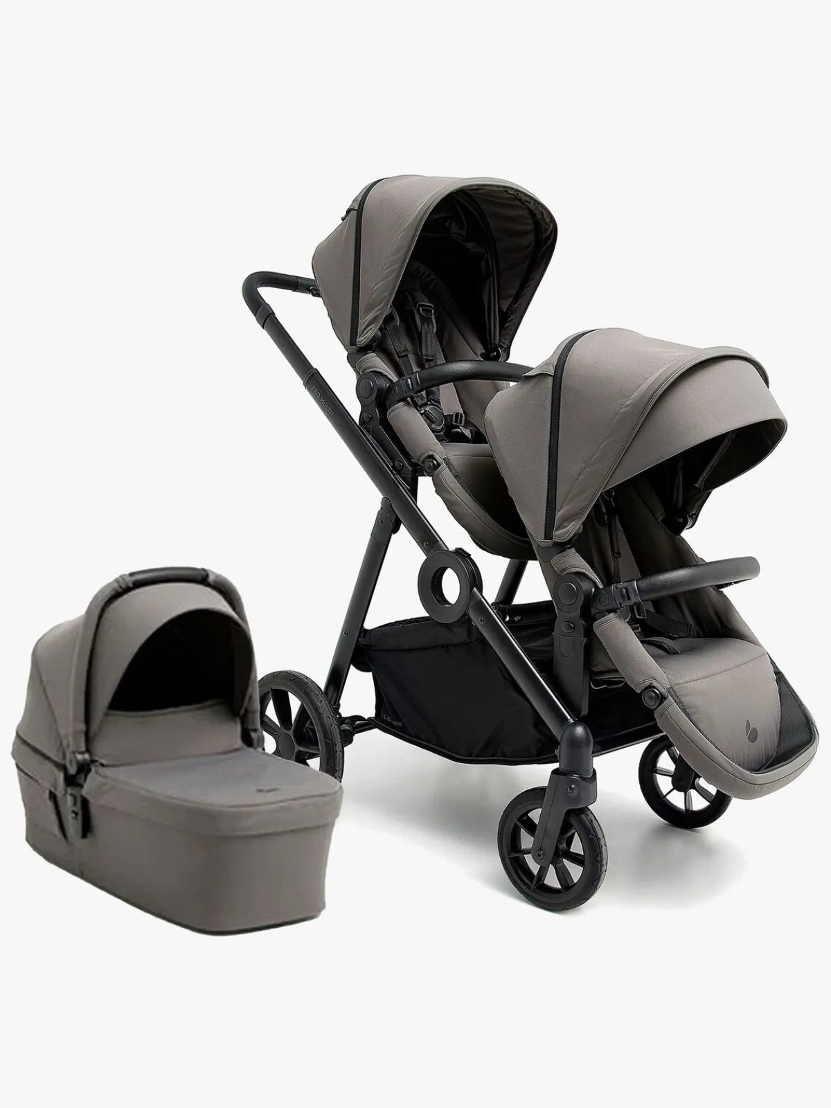 Søskendevogne|Beemoo Pro Multi 2 Søskendevogn inkl. Liggedel, Mocha Grey