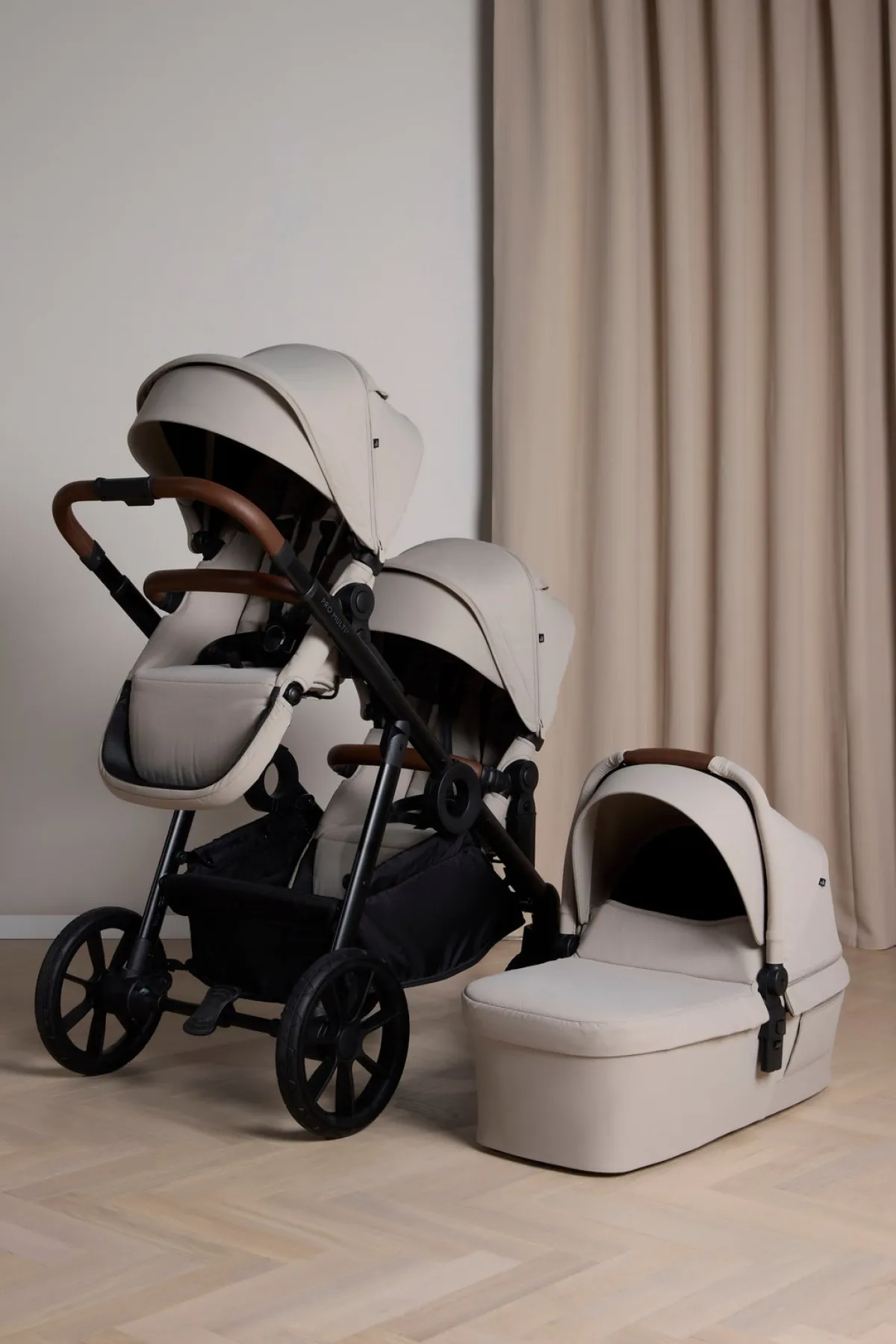 Søskendevogne|Beemoo Pro Multi 2 Søskendevogn inkl. Liggedel, Latte Beige