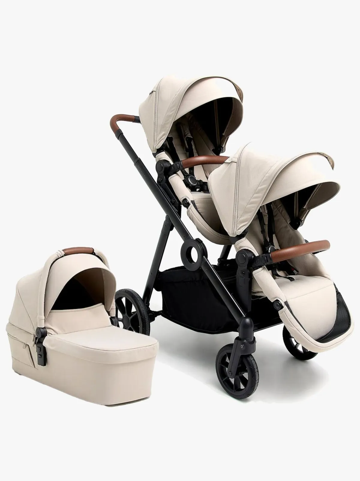 Søskendevogne|Beemoo Pro Multi 2 Søskendevogn inkl. Liggedel, Latte Beige