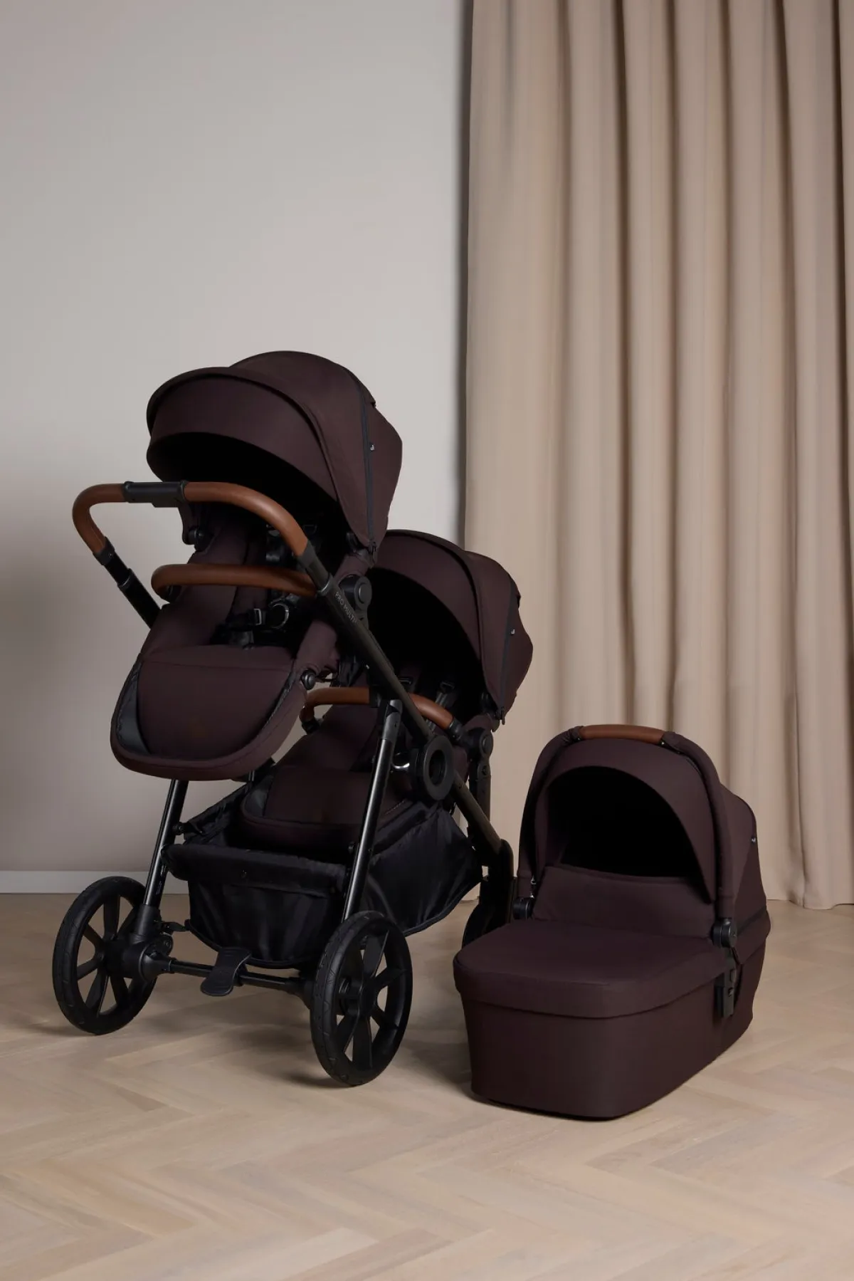 Beemoo Søskendevogne-Pro Multi 2 Søskendevogn inkl. Liggedel, Espresso Brown
