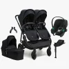 Søskendevogne|Beemoo Pro Twin 2 Søskendevogn inkl. Cybex Aton B2 & Base, Coffee Black
