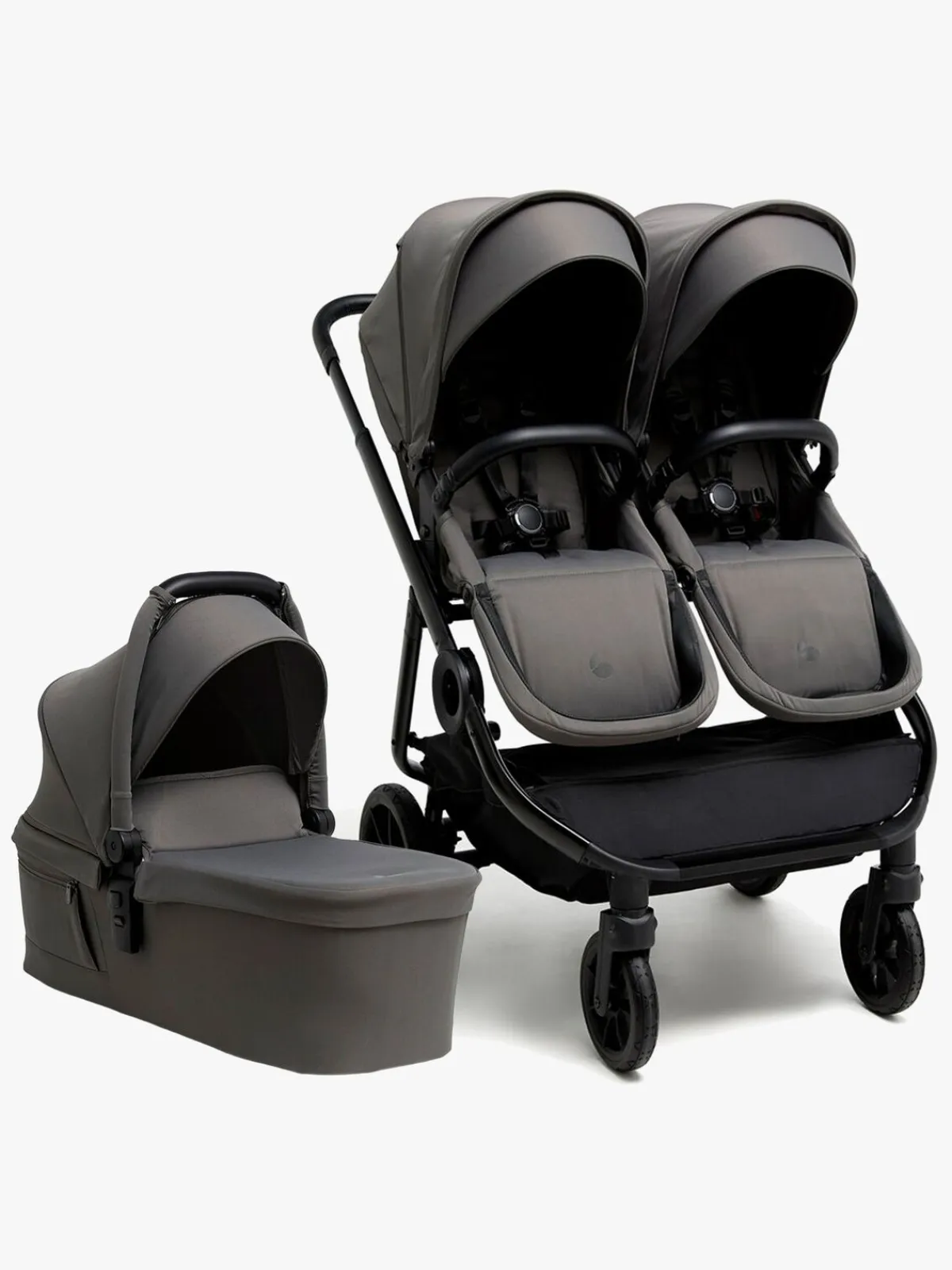 Beemoo Søskendevogne-Pro Twin 2 Søskendevogn inkl. Liggedel, Mocha Grey