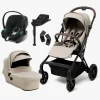 Vognpakker|Beemoo Pro Twist Duovogn Inkl. Cybex Aton B2 Autostol Baby & Base, Latte Beige/Volcano Black