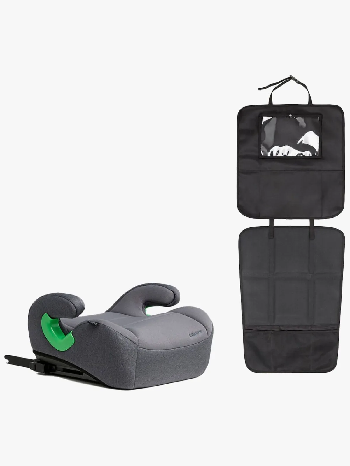 Beemoo Autostolspakker-Raise 2 i-Size Selepude ISOFIX inkl. 3-i-1 Sædebeskytter, Mineral Grey/Black