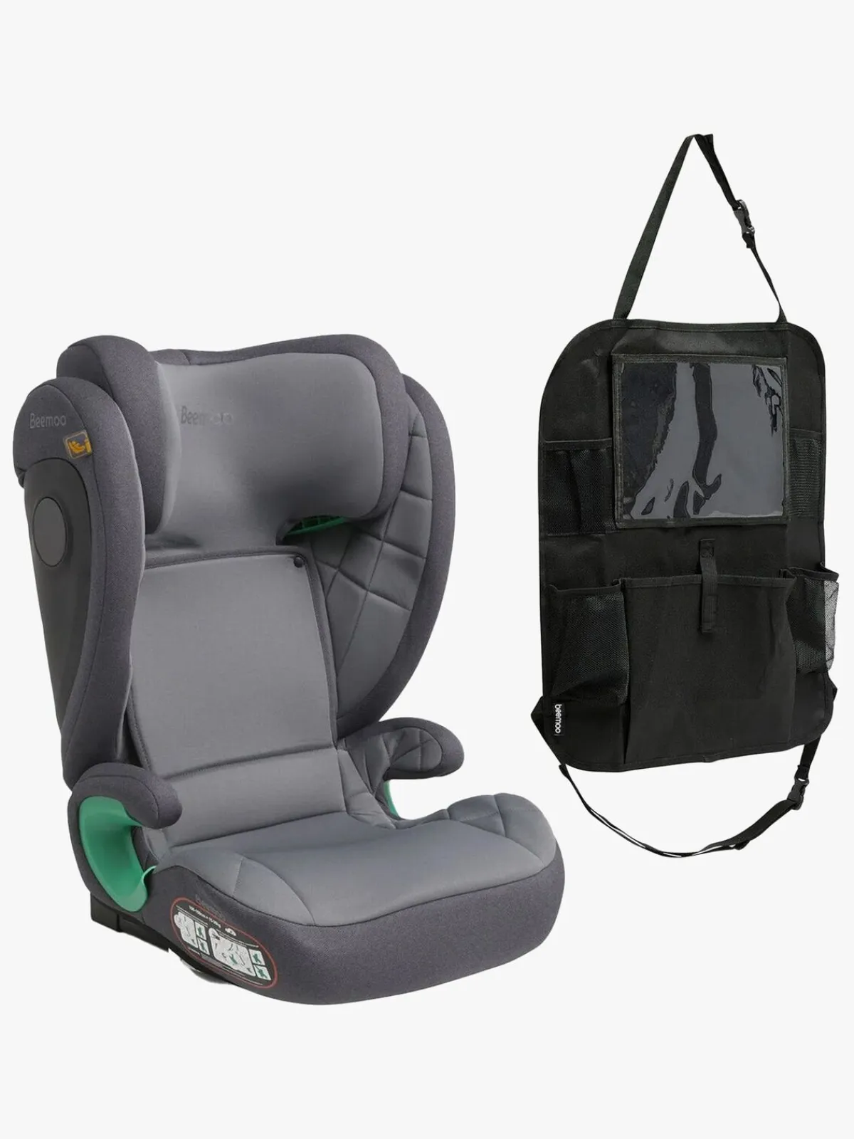 Beemoo Autostolspakker-Range i-Size Autostol Inkl. Smart Organizer, Mineral Grey