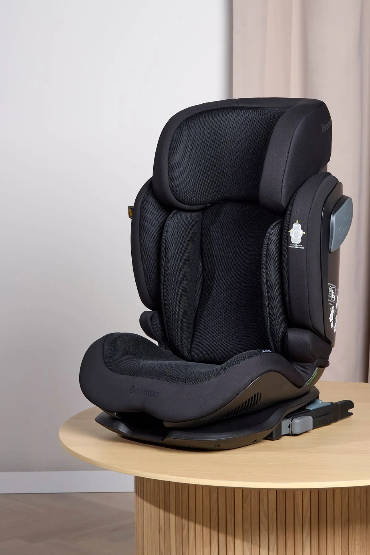 Autostolspakker|Autostole 15-36 Kg|Beemoo Recline i-Size Autostol inkl. Ventilerende Hynde, Black Mesh/Grey